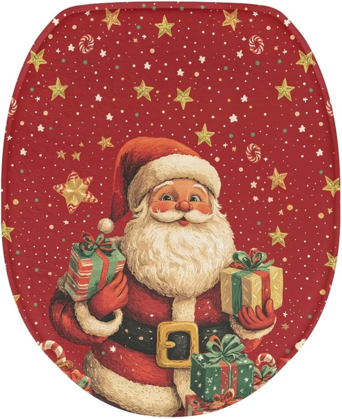 Christmas Toilet Seat Cover Santa Toilet Seat Lid Covers for Bathroom Elongated Toilet Seat Lid Cover Toilet Protective Cover Fits Most Round Oval Toilet Seat