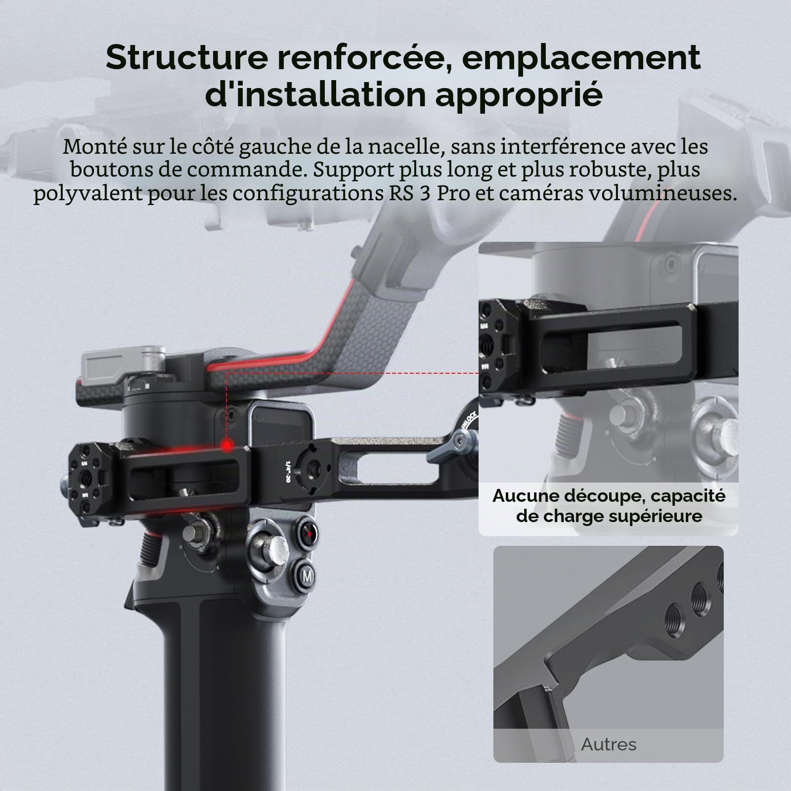 SMALLRIG RS 4/RS 4 Pro Poignée Réglable pour DJI, 8 kg, 3028C