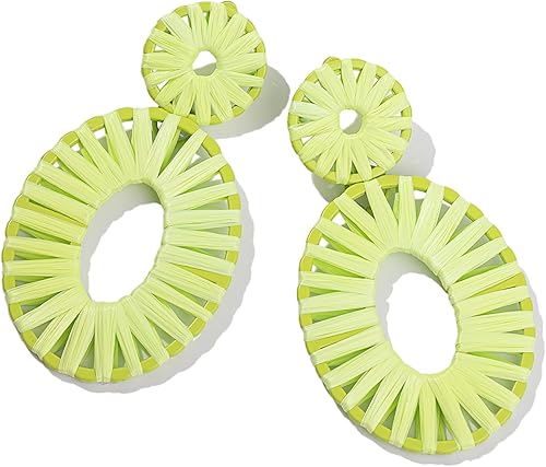 Aretes de rafia, bohemios, aretes colgantes para mujer, hechos a mano, de moda, joyería bohemia de regalo para niñas