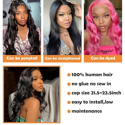 Miniatura 5 de FASCARA Pelucas de cabello humano ondulado con encaje frontal de 18 pulgadas, 13 x 4 HD, transparente, peluca frontal de encaje prearrancada con