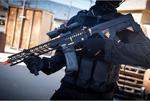 Miniatura 2 de Lancer Tactical Proline M4 Gen 2 Enforcer Nightwing Skeleton Pistola de aire comprimido de acero completo con gatillo rápido y MOSFET (acción alfa