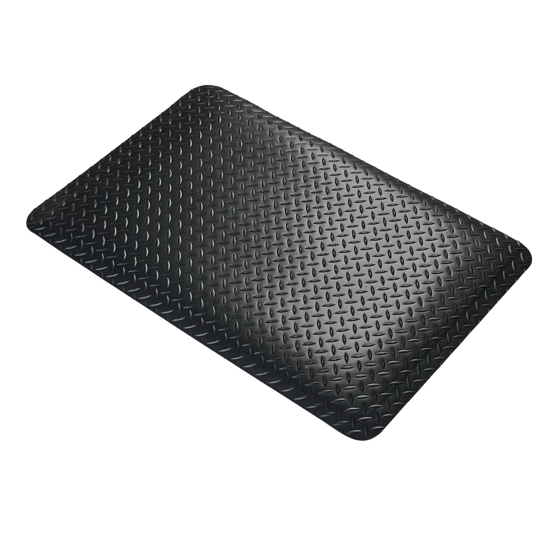 Nicoman Anti Fatigue Mat commercial Industrial Mat with Black Yellow Border, Heavy Duty Sponge Ergonomic Mat, Non-slip Waterproof Mats (Black 15mm, 90x60cm)