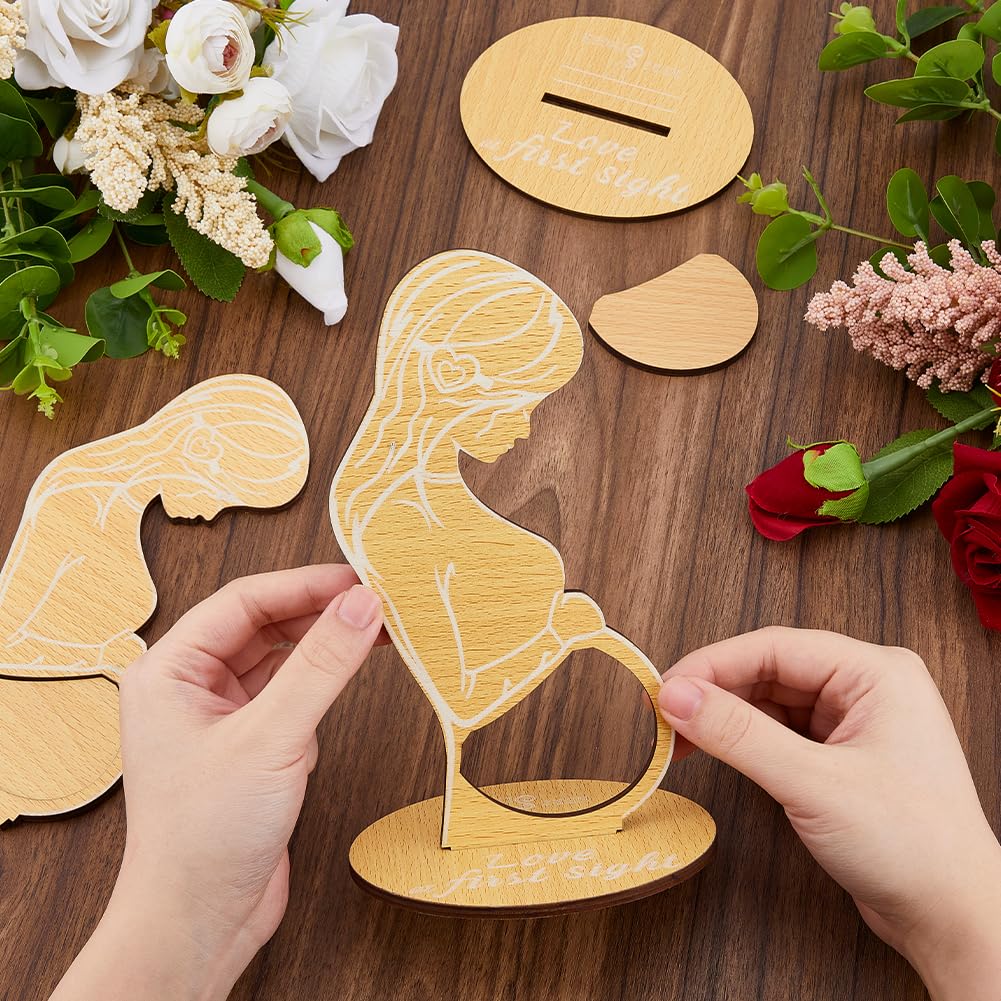 DICOSMETIC 2Sets Wood Ultrasound Picture Frames Handcrafted Sonogram Photo Frame Baby Keepsake Holder Baby Birth Memorial Display Stands for Pregnant Women Mom Gift - Image 3