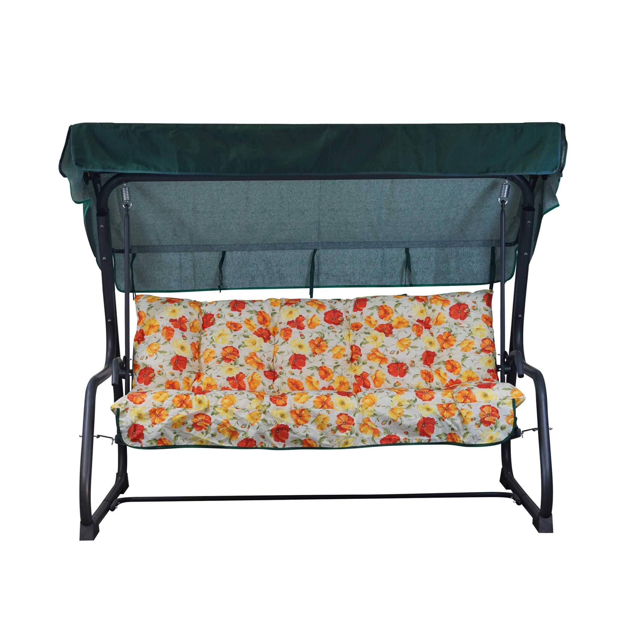 Tecnoweb - Cojines para balancín de 4 plazas - Incluido también el techo a juego - 100% Fabricado en Italia - Ideal para exteriores (jardines y patios) - Estructura no incluida, Fantasia Rosso-Giallo