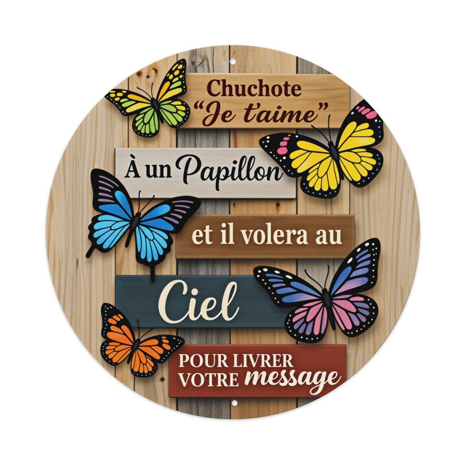 Butterfly Wooden Style Sign Art Decor Metal Tin Sign Vintage Garden Bedroom Cafe Bar Man Cave Home Wall Decor Metal Poster 8x8 inches