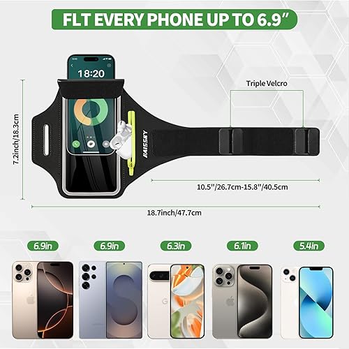 Miniatura 3 de Brazalete para correr con bolsa para auriculares para iPhone 161514 MaxProPlus y Galaxy S20S10, compatible con pantalla táctil, soporte para