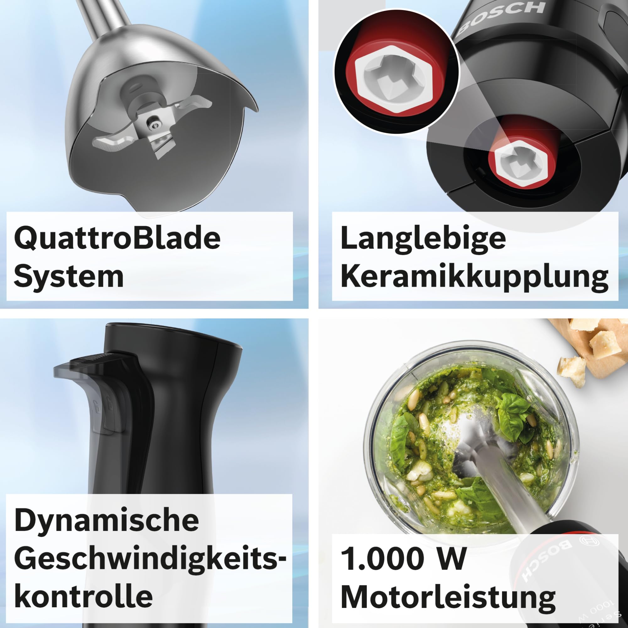 Bosch Serie 4 , Frullatore a immersione, ErgoMaster, 1000 W, Nero, antracite MSM4B6V2 (Bosch MSM4B6V2 Stabmixer ErgoMaster Se)