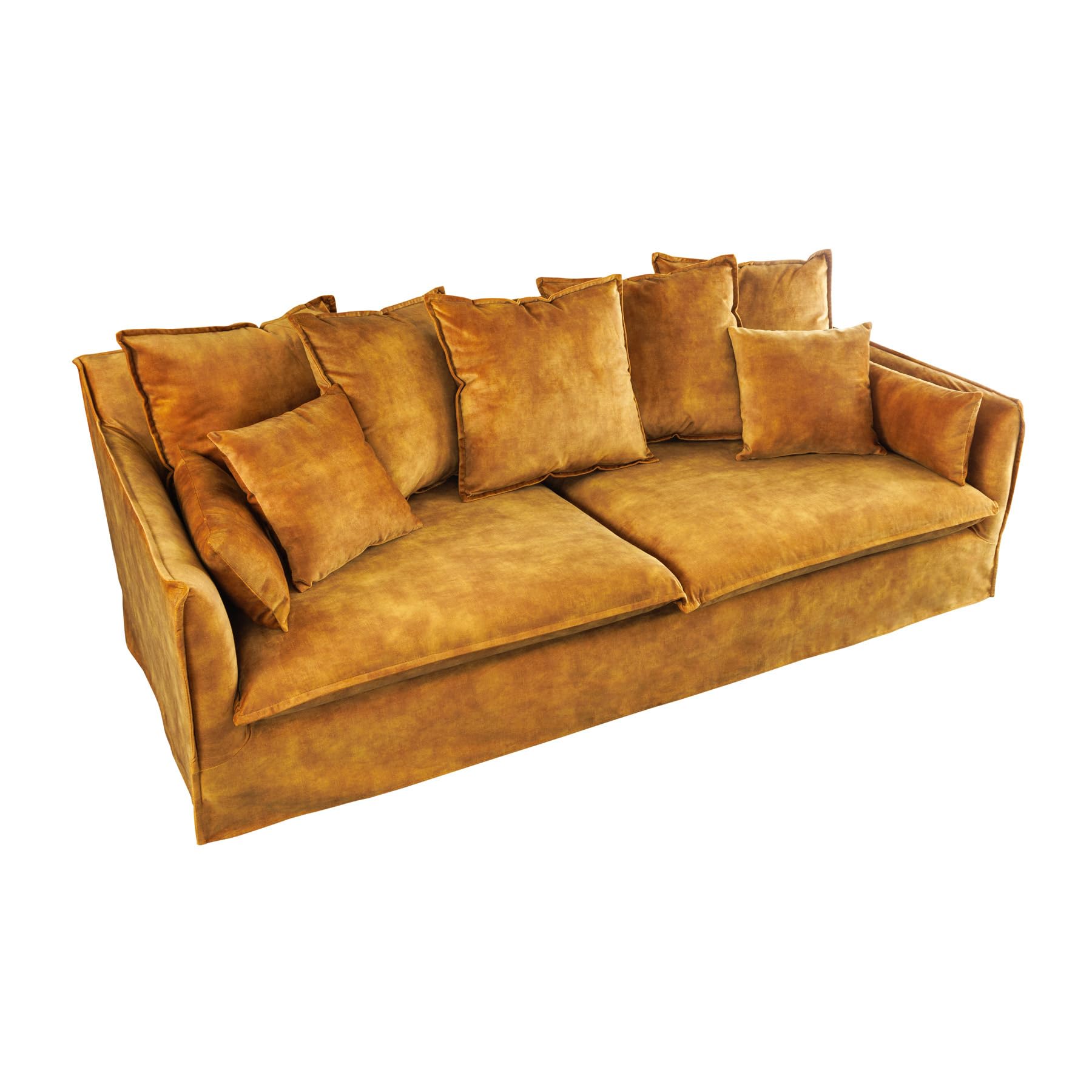 3-Sitzer Sofa HEAVEN - 200cm - senfgelb - Samt - Federkern Hussensofa