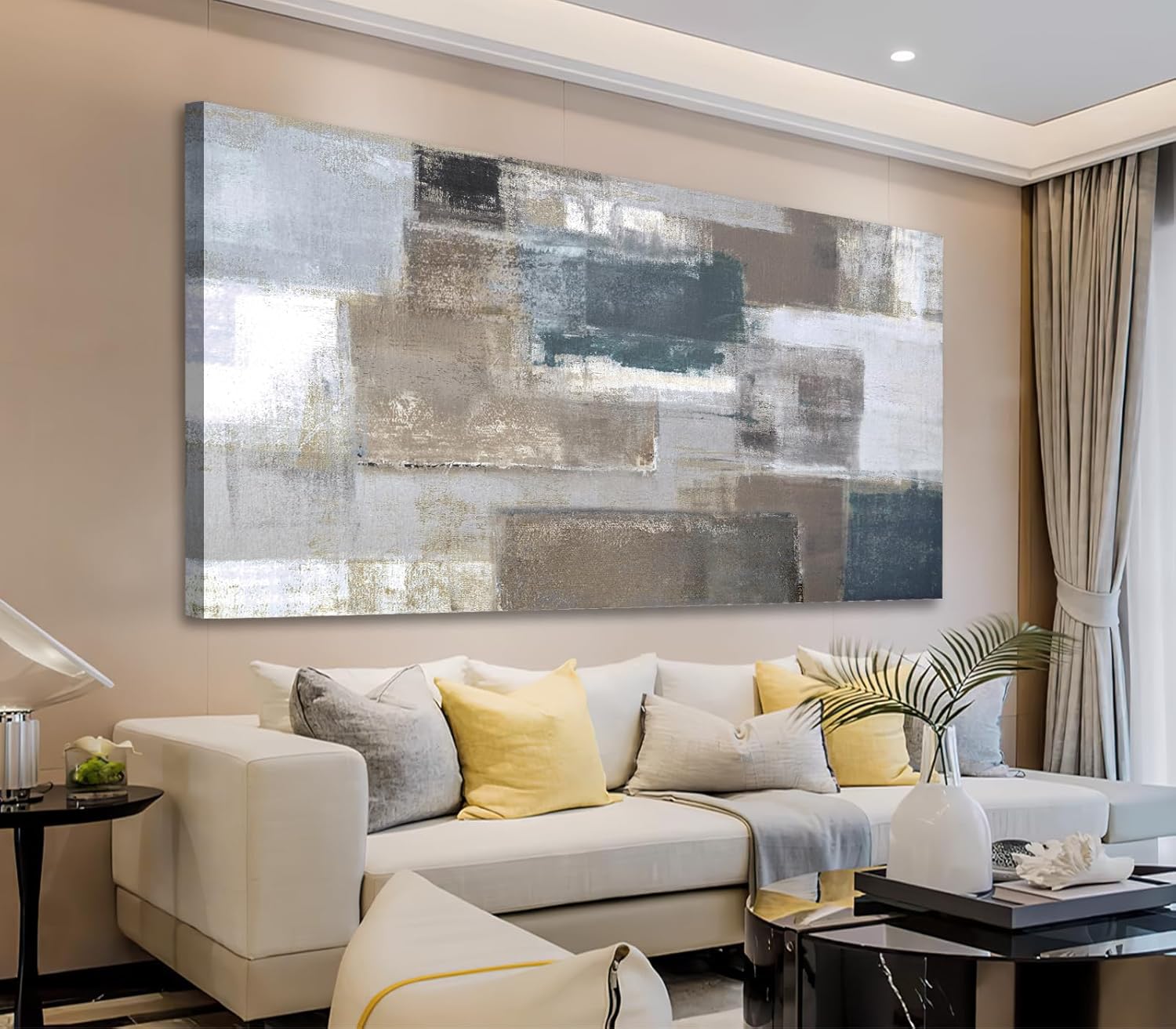 Abstract Canvas Wall Art Picture Prints for Living Room Bedroom Wall Decor Large Contemporary Wall Art Abstract Artwork for Office Kitchen Nursery Home Decoration Framed Ready to Hang 20" x 40" Gray Brown Abstract Print Wrapped Canvas 40"L x 20"W