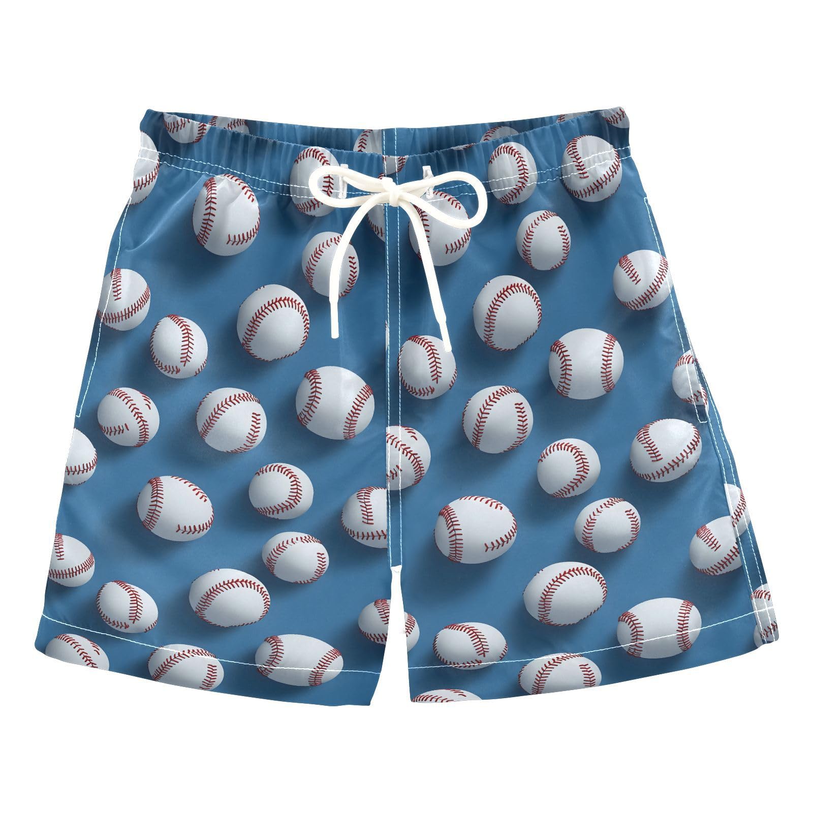 ALAZA Blue Baseball Sport Ball Boys Quick Dry Beach Board Shorts Kids Swim Trunks Bathing Suit Swimsuit 5T