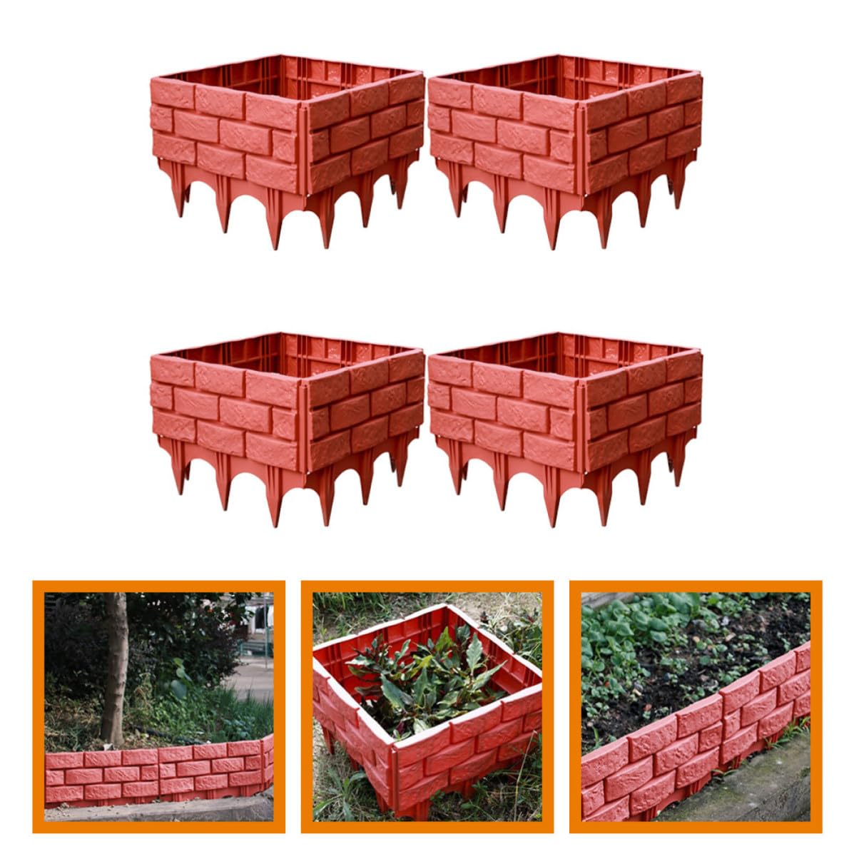 TIDTALEO Recinzione Decorativa in Plastica per Giardino 4 Pezzi, Bordura Campestre per Aiuole e Prato, per Cortili e Balconi, Facile da Installare e Riutilizzabile