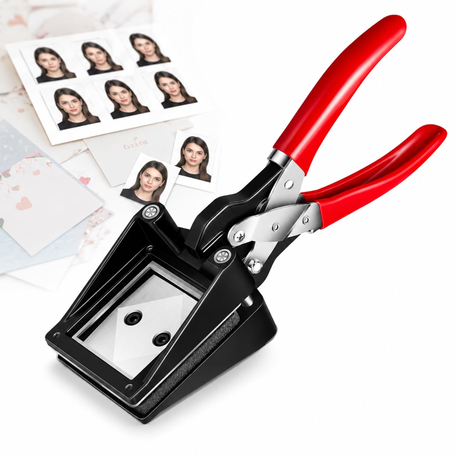 AMQYDT Photo Id Die Cutter Punch, Handheld Passport Photo Cutter With Clamping Structure, Picture Paper Punch For Passport Photos, Id Cards, Business Card Paper And Office Use
