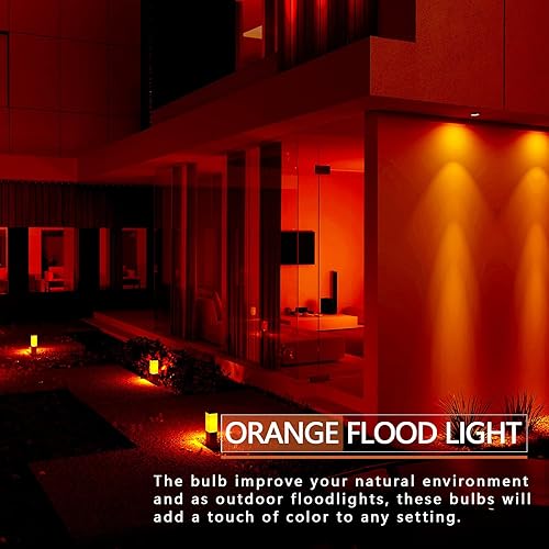 Miniatura 7 de PAR38 - Bombilla naranja de inundación, paquete de 4 unidades, regulable, base E26 naranja para exteriores (20 W de reemplazo a 200 W), bombilla