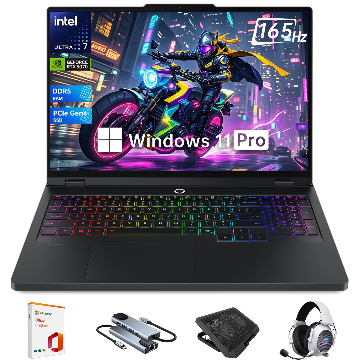 Lenovo Legion Pro 5i Gen 10 16” Gaming Laptop with Intel Core Ultra 7, GeForce RTX 5070, WQXGA OLED 165Hz, 32 GB DDR5 RAM, 2TB Gen4 SSD, Wi-Fi 7, Win