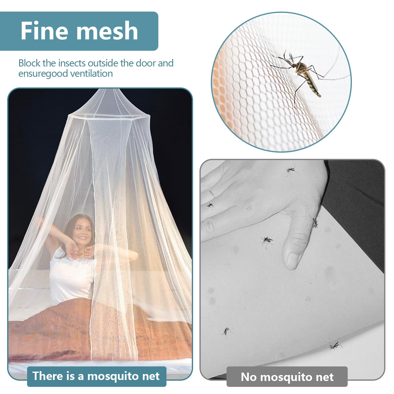 Moustiquaire Lit Double 250x110cm - Protection Moustiques Intérieur/extérieur - Ciel De Lit
