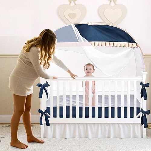 Miniatura 5 de Tienda de campaña desplegable para bebés, red de seguridad para niños pequeños para evitar que el bebé salga, toldo transparente y transpirable para