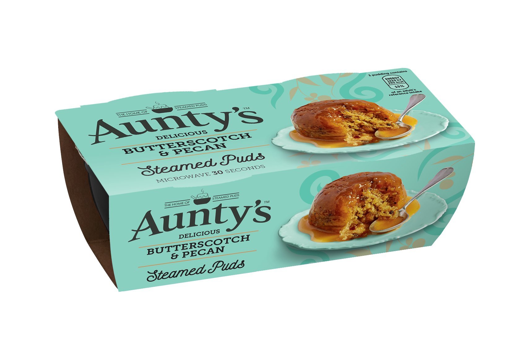 Aunty's Lot de 6 puddings cuits à la vapeur mixte (1x Sirop doré, 1x Sticky Toffee, 1x Chocolat, 1x Spotted Dick, 1x Fraise, 1x Caramel au beurre et noix de pécan)