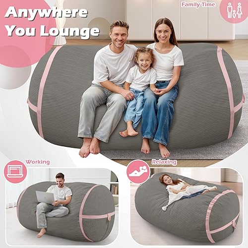 Miniatura 295 de HABUTWAY Puf gigante de 2 pies para adultos, con relleno de espuma viscoelástica, puf grande con funda de terciopelo holandés extraíble para sala de