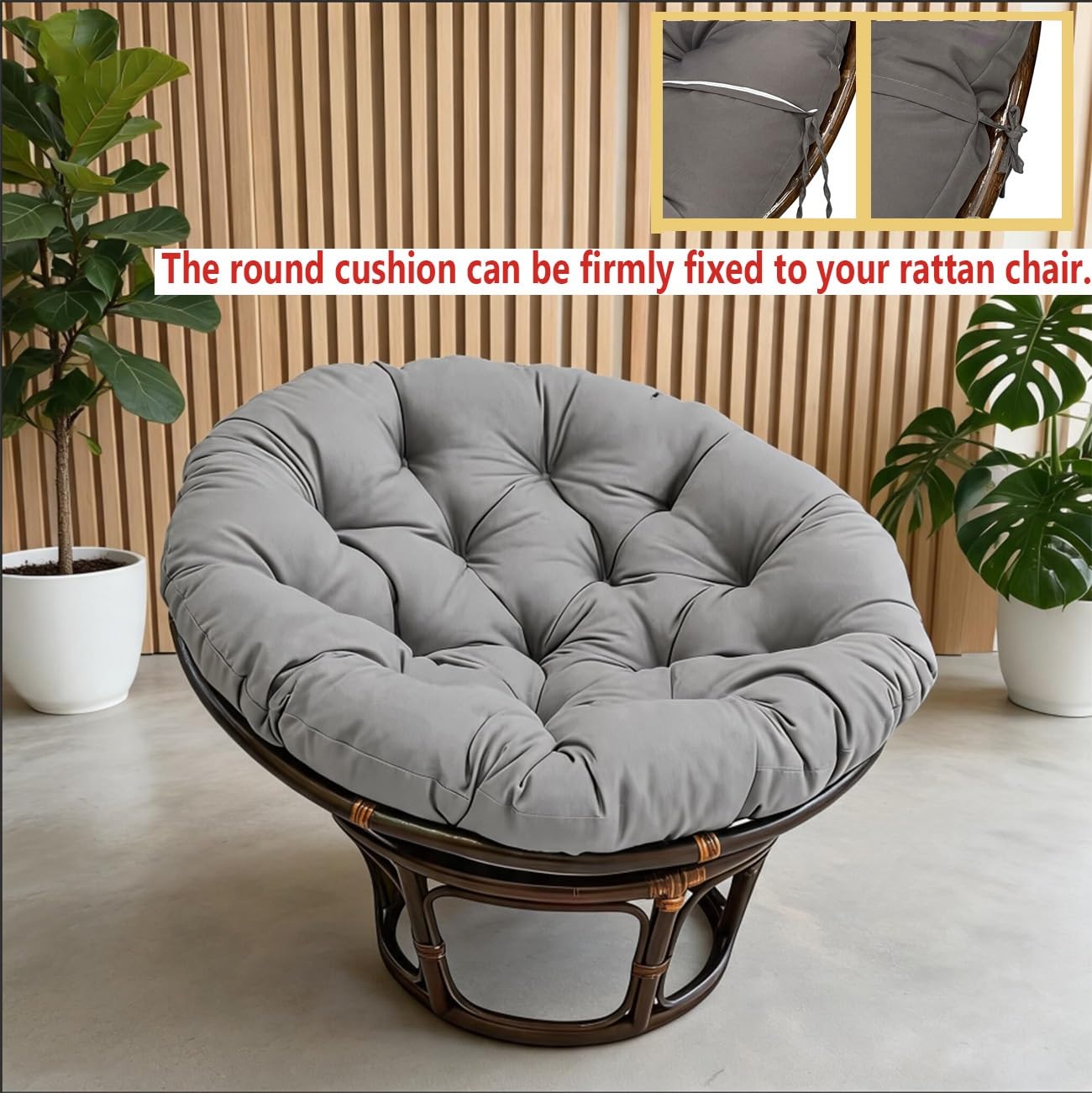 Coussin de Fauteuil Papasan siège Rond Polyvalent for Fauteuil Papasan, Coussin Fauteuil rotin, Rond Coussin de Chaise, Usage intérieur/extérieur(White,90cm)