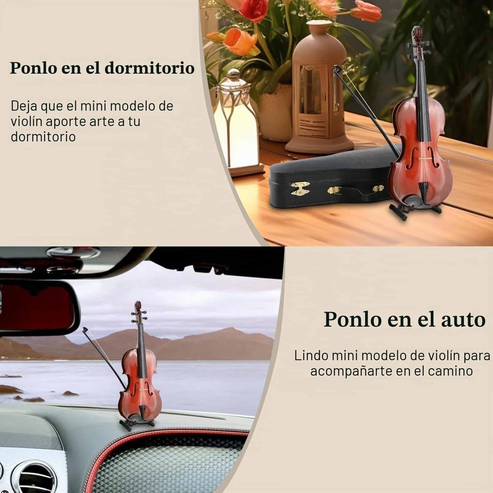 Modelo de Violín en Miniatura, Modelo de Madera Mini Violin Muestra Modelo de Violín de Adorno Musical con Soporte de Arc y Estuche Negro para el Cumpleaños de la Decoración