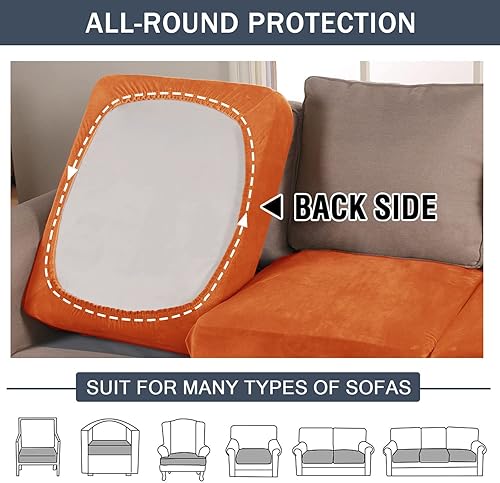 Miniatura 4 de Funda de cojín elástica de terciopelo suave, funda de cojín de felpa de terciopelo suave, fundas de sofá, protector de muebles con parte inferior