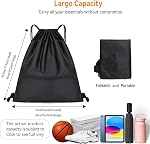 Drawstring Backpack Bag with Front Pocket Waterproof Oxford Cloth, Lightweight Gym Sack for Sports and Travel