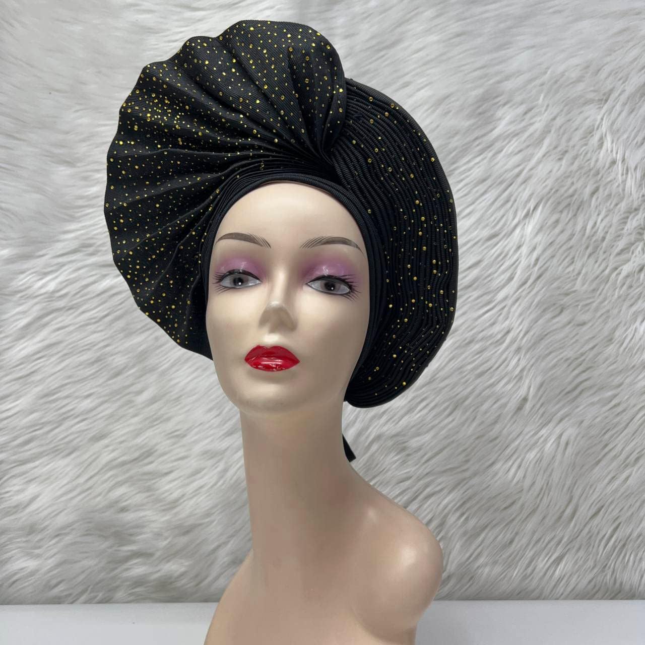 Already Made Nigerian Auto Gele with Stones Women Turban Hat Head Wrap African Headties Fashion Headbands for Party