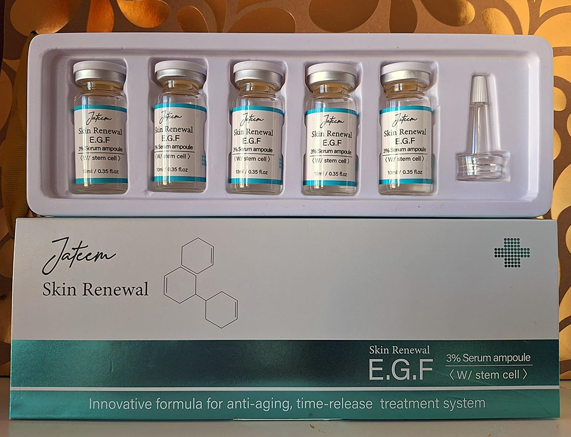 Set aus Creme EGF und Serum Ampullen 5mlx10 St, Oligopeptide Konzentrat für Hautbilderneuerung, Narben, Falten, Flecken Konzentrat, Microneedling, Lifting, Made in DE