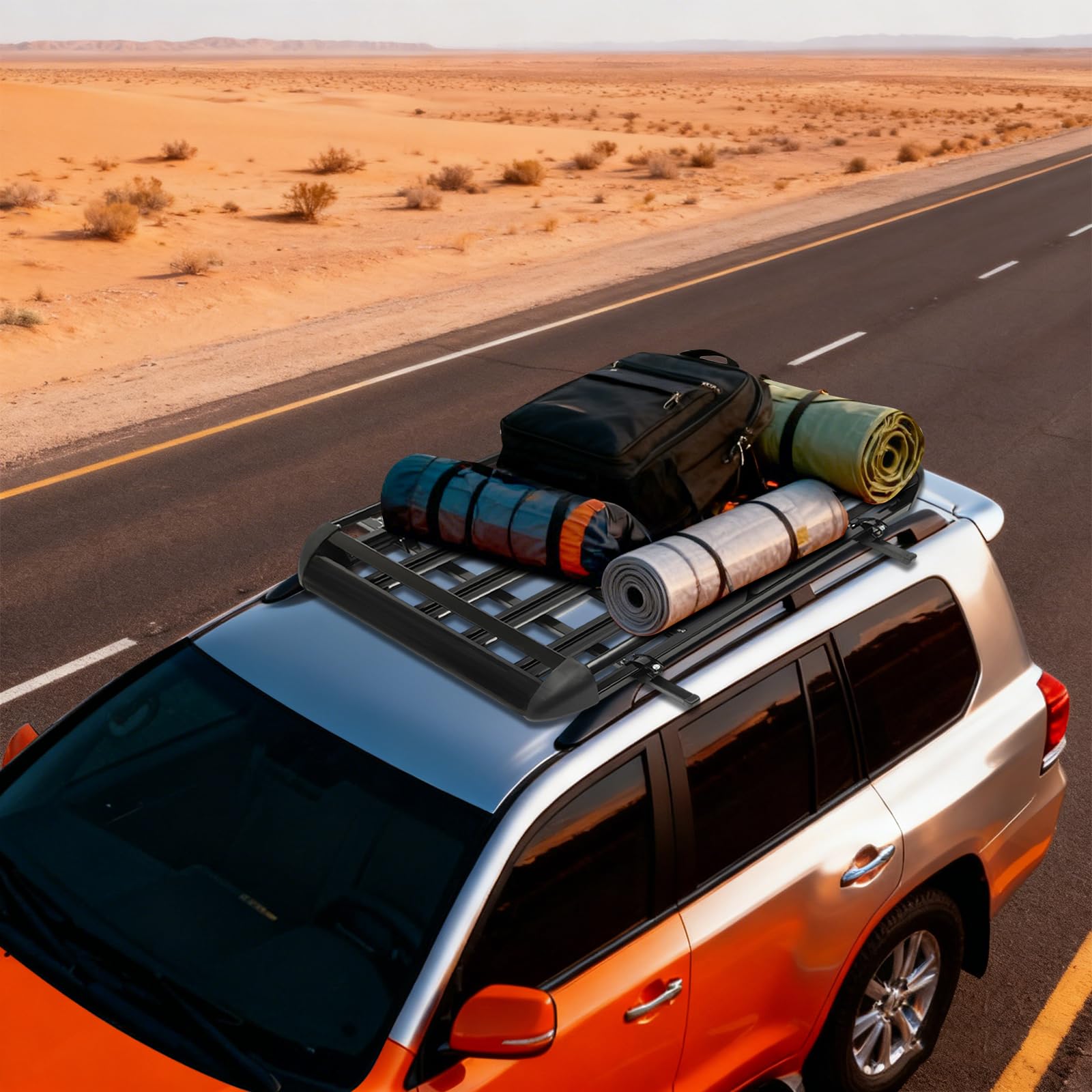 Universal Dachgepäckträger Auto Aluminium Dachkorb 150kg Tragfähigkeit Schwarz Einstellbare Breite für SUV Modelle Dachträger 160cm Gepäckträger für Auto Offroad Frachtkorb (160 * 100CM)