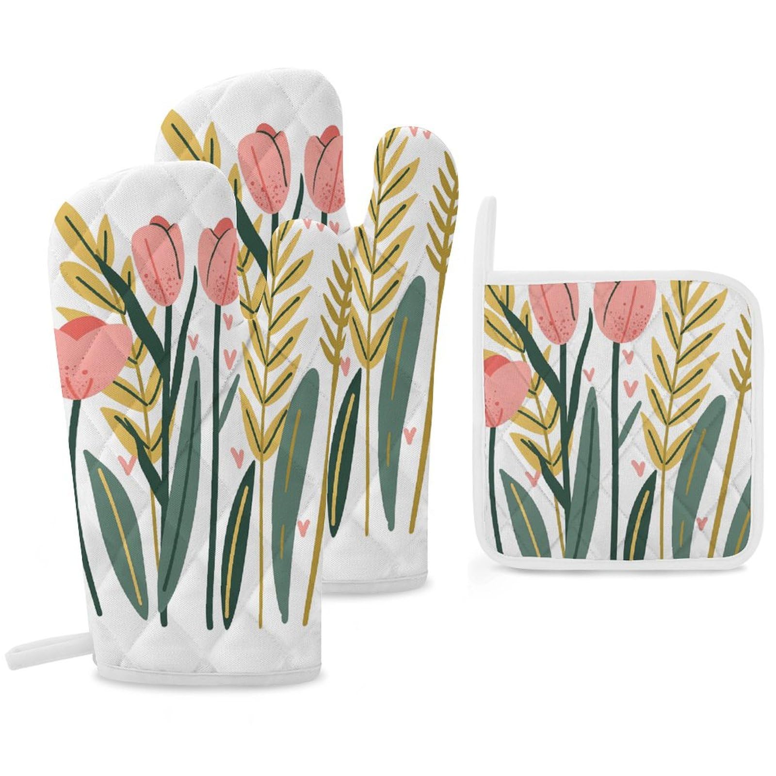 Gants de cuisine et maniques fleurs rouges pour la cuisson au quotidien