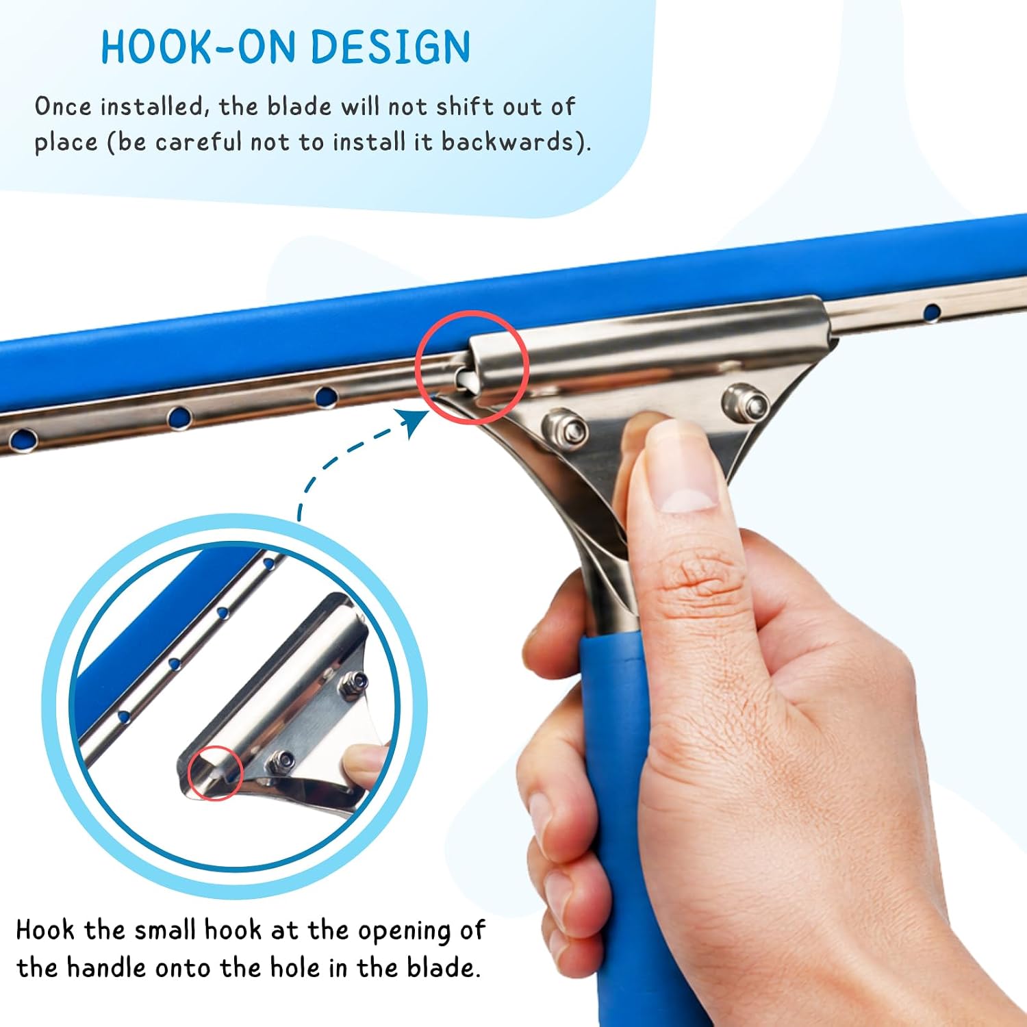 Window Squeegee with Scrubber for Home and Outdoor Glasses Cleaning, 6 Ft Long Handle 2 in 1 Professional Window Washing Kit with Replacement Rubber Blade, Car Windshield Cleaner Tool