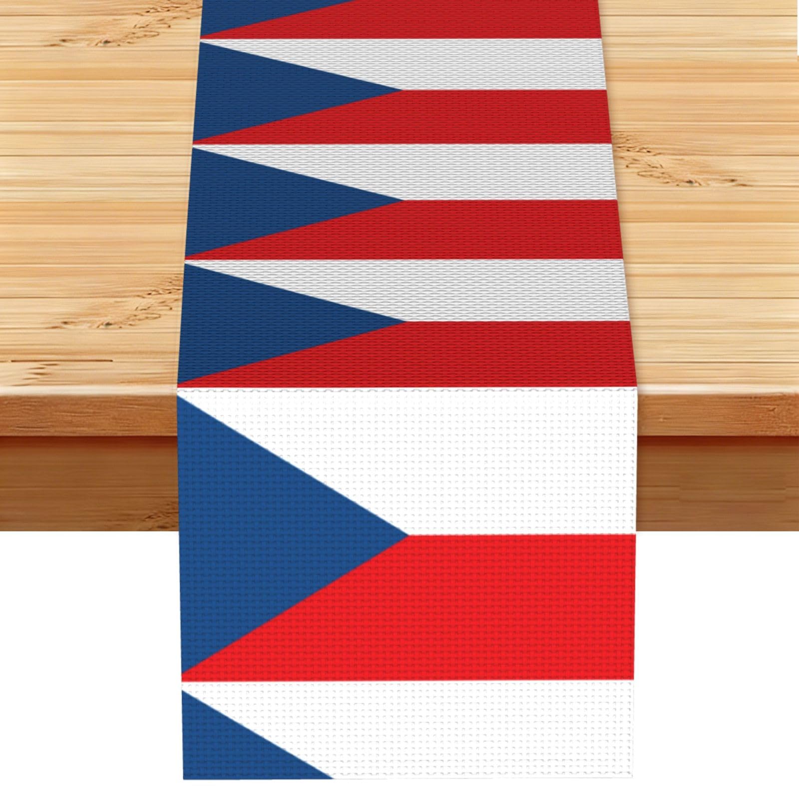 Flag of the Czech Republic Linen Look Table Runner 13x72-Wrinkle Resistant Farmhouse Style for Dining Table Decor