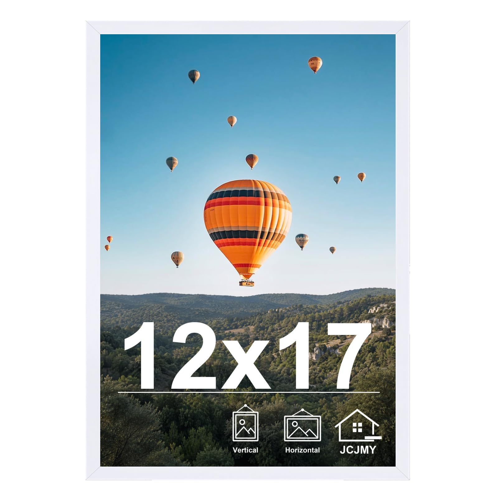 JCJMY 12x17 Picture Frame White for Wall Hanging, Wall Mounting Horizontally or Vertically, 12 x 17 Wall Gallery Poster Photo Frame with Durable Shatter Resistant Plexiglass,White