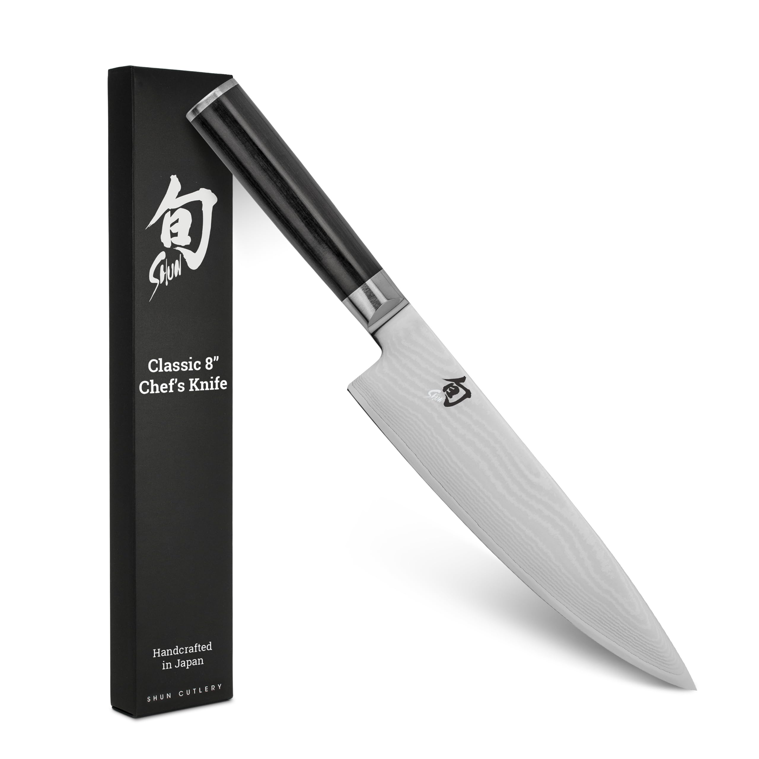 KAI Shun Classic japanisches Kochmesser 20 cm Klingenlänge - Damastmesser 32 Lagen VG MAX Kern - 61 (±1) HRC - Pakkaholzgriff - Made in Japan - Küchenmesser Chefmesser Universalmesser geschmiedet
