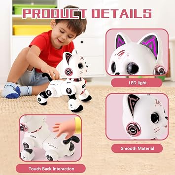 Remote Control Robot Cat Toy for Kids,Interactive Smart Dancing Robot Pet,Programmable RC Toy with Light and Sound,Toy Gifts for Kids Age 8+