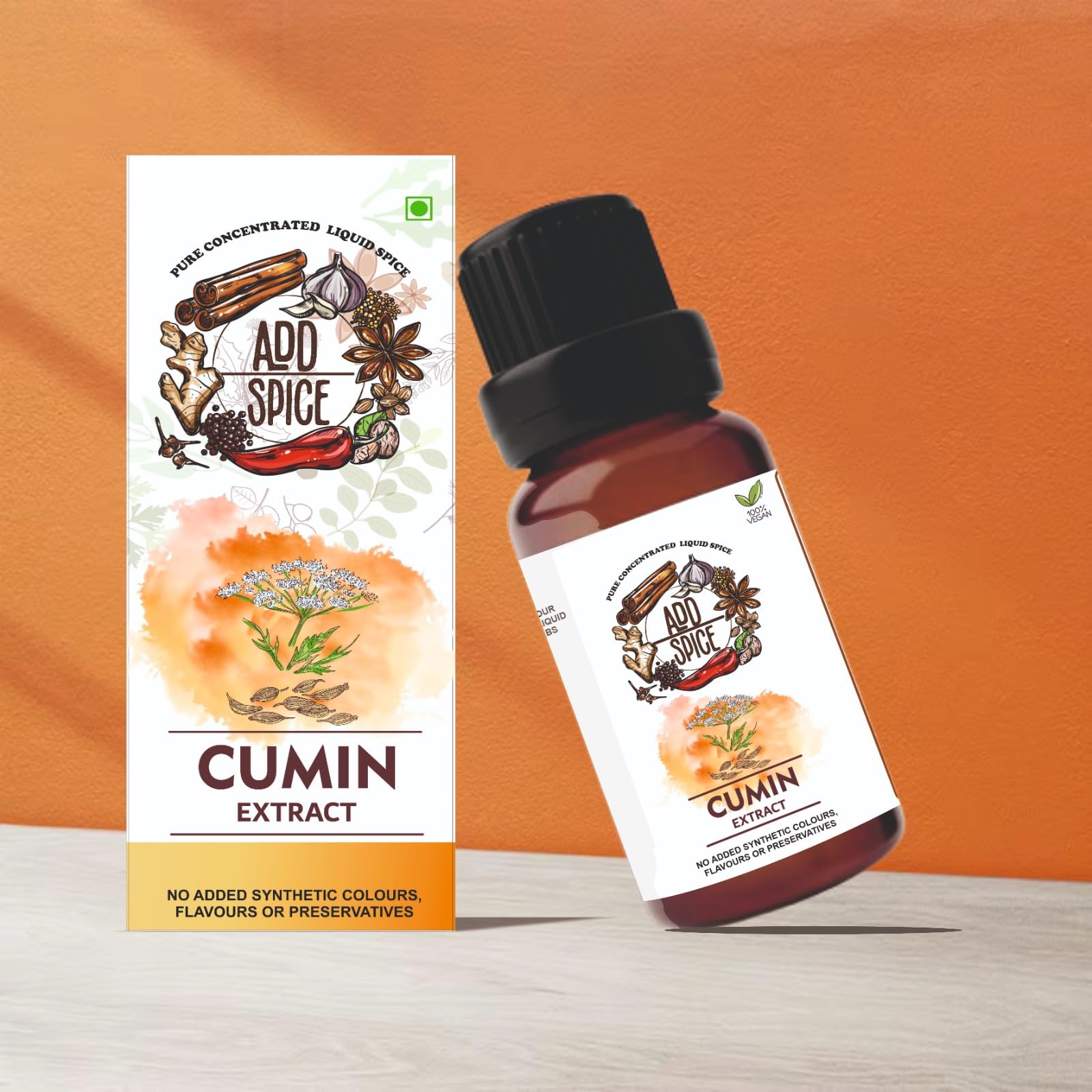 Add Spice Jeera Cumin Natural Extract | For Food, Beverages, | 100% Natural | For Authentic Taste and Aromatic Flavor | 10 ML (200-220 drops equivalent to 200g Jeera Powder)