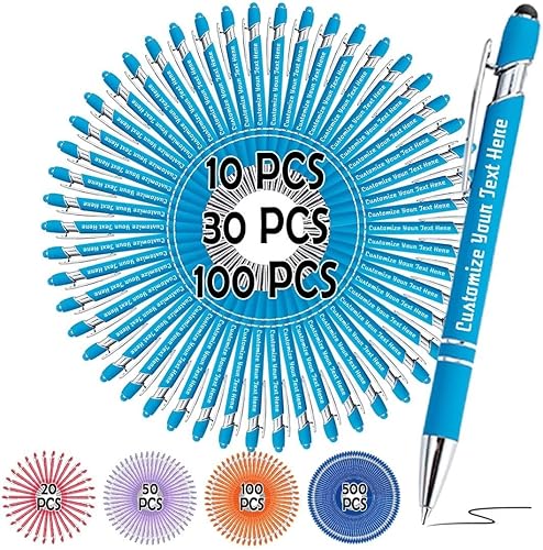 Bolígrafos personalizados, bolígrafo grabado personalizado con punta de lápiz capacitivo, bolígrafo de tinta retráctil personalizado para escritura