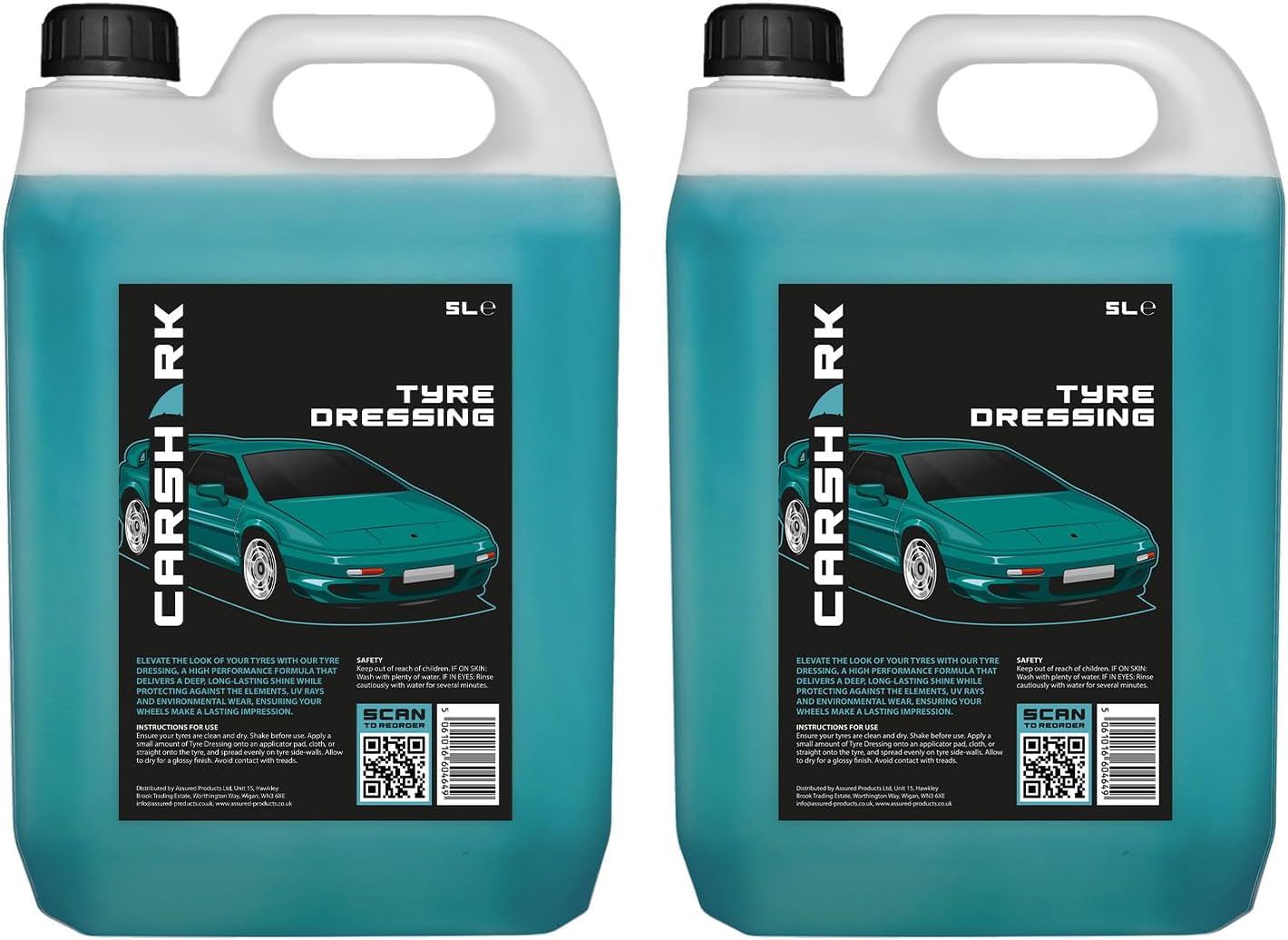 Tyre Dressing 2 x 5 Litre, High Performance Formula, Deep Shine, UV Protection