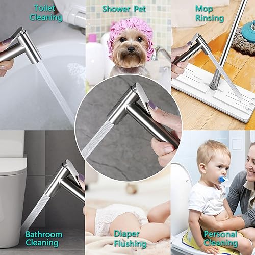 Miniatura 6 de BARROCK Pulverizador de bidé de agua caliente para inodoro con válvula de mezcla de latón caliente y fría, juego de accesorios de pulverización de