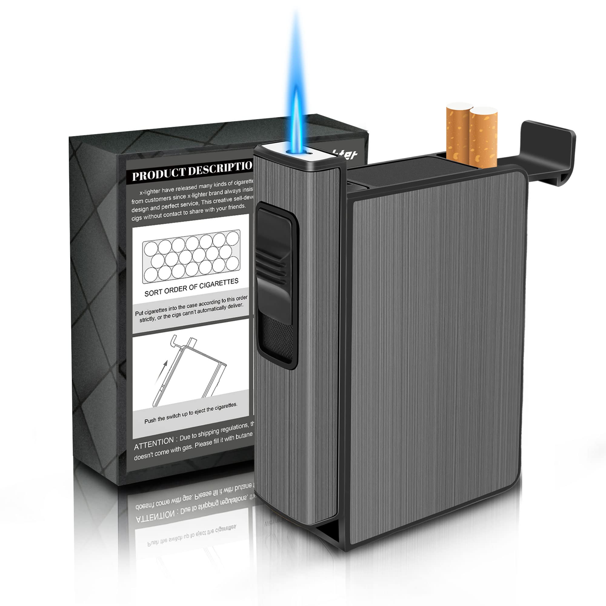 Amazon.com: X-LIGHTER XL501 Cigarette Case with Lighter, Removable Butane  Torch Lighter, No-Touch delivery Cigarette, Smell & Moisture Proof,  Cigarettes Box Holder for 20pcs 84MM King Size, Men's Gift : Health &  Household