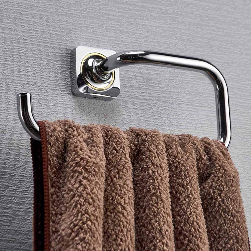 YJDQMJH Materiale Di Rame Anillo De Toalla De Baño,Anelli Portasciugamani,Bagno Montaggio a Parete Anello Asciugamano da Bagno,Cabina Doccia Mezza Apertura Portasciugamano/Argento / 23x7x12