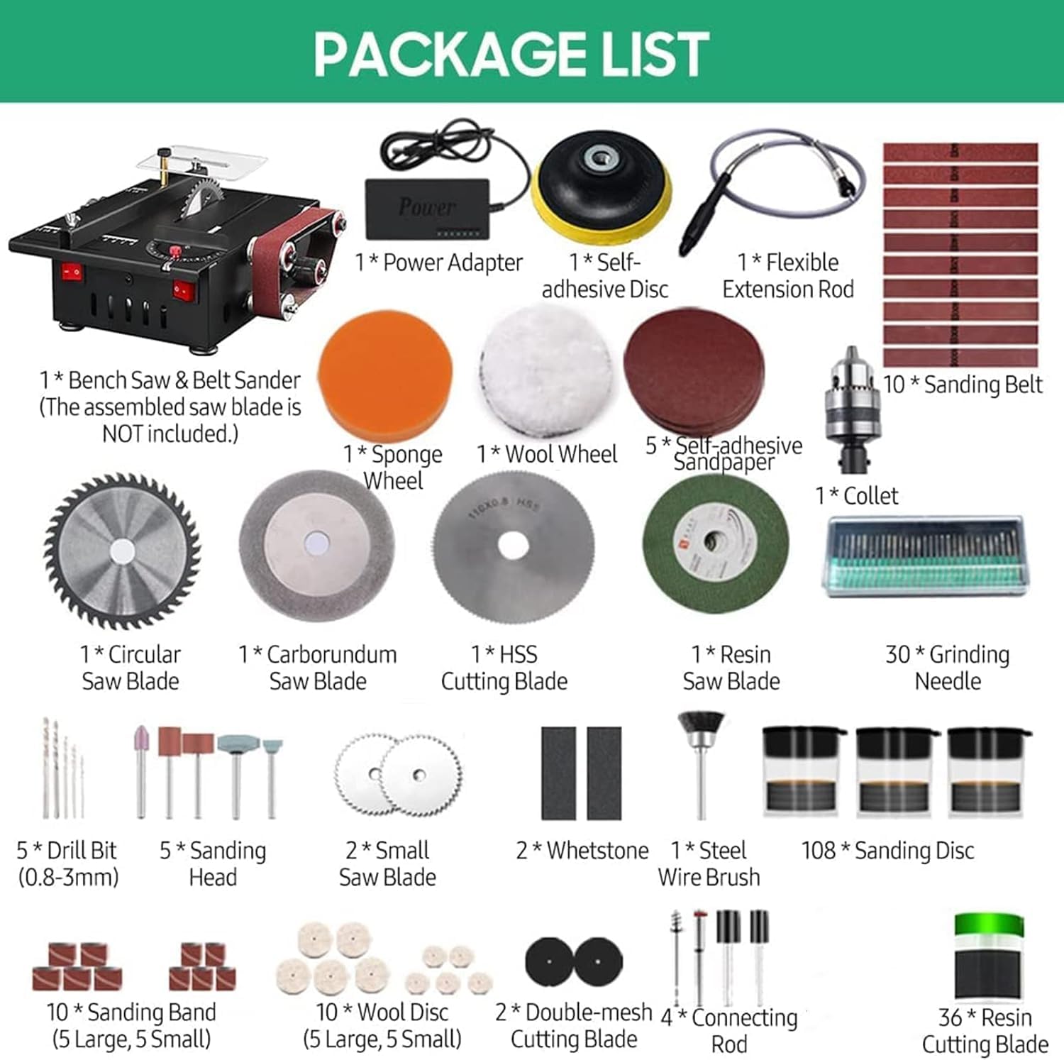 Set mini sega circolare da tavolo, levigatrice a nastro 2-in-1, portatile, multifunzionale, profondità 30 mm, levigatrice da tavolo, fai da te (200 W)