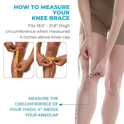 Miniatura 7 de Comfyorthopedic Rodillera envolvente con bisagras, ajustable, de talla grande, con estabilizadores metálicos laterales extraíbles, alivio del dolor
