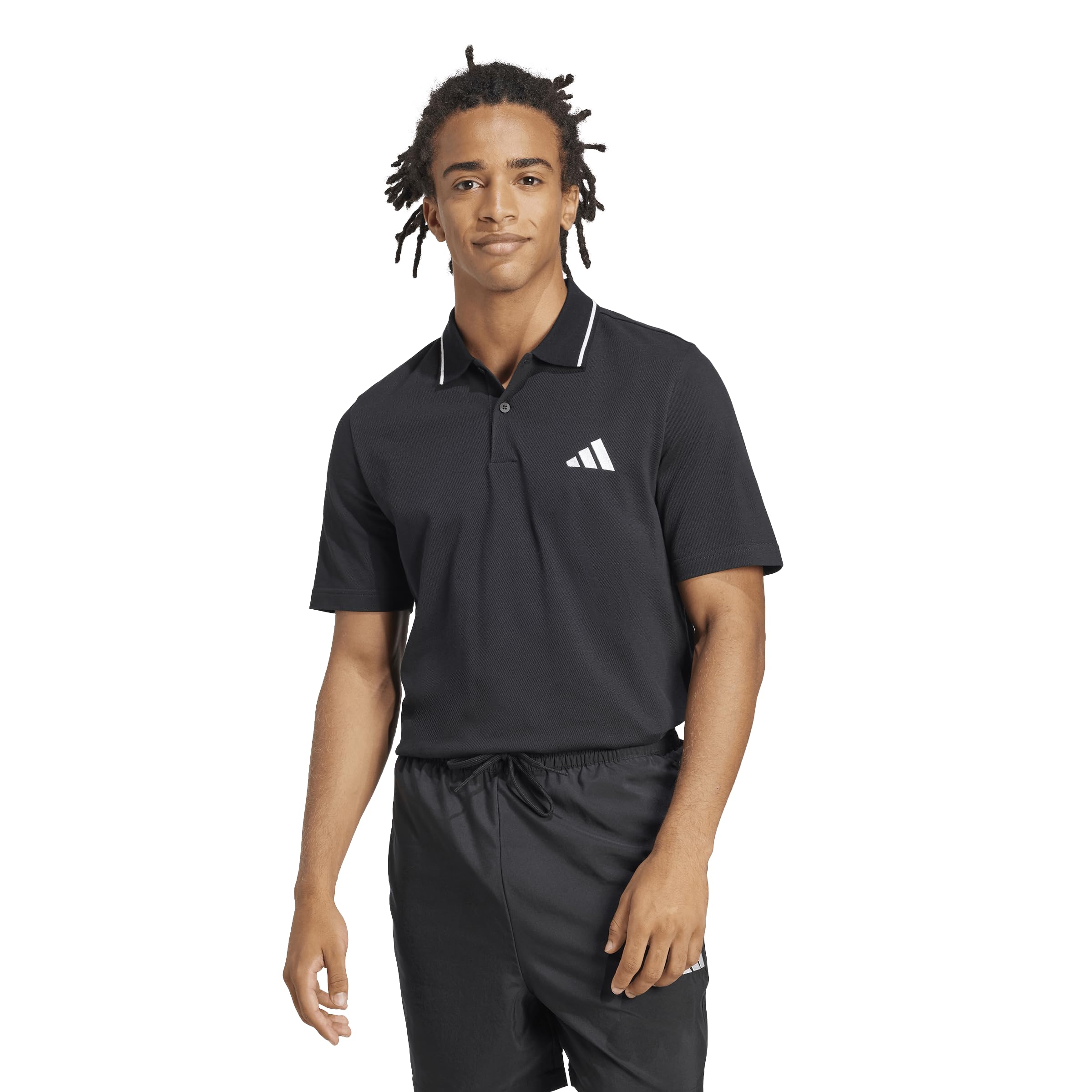 adidas Herren Essentials Small Logo Pique Poloshirt, Schwarz/Weiß, XX-Small