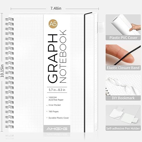 Vista 131 de AHGXG Diario de puntos y viñetas – Cuaderno de espiral de cuadrícula de puntos de 8.5 x 11 pulgadas, cuaderno de puntos grande A4, papel grueso