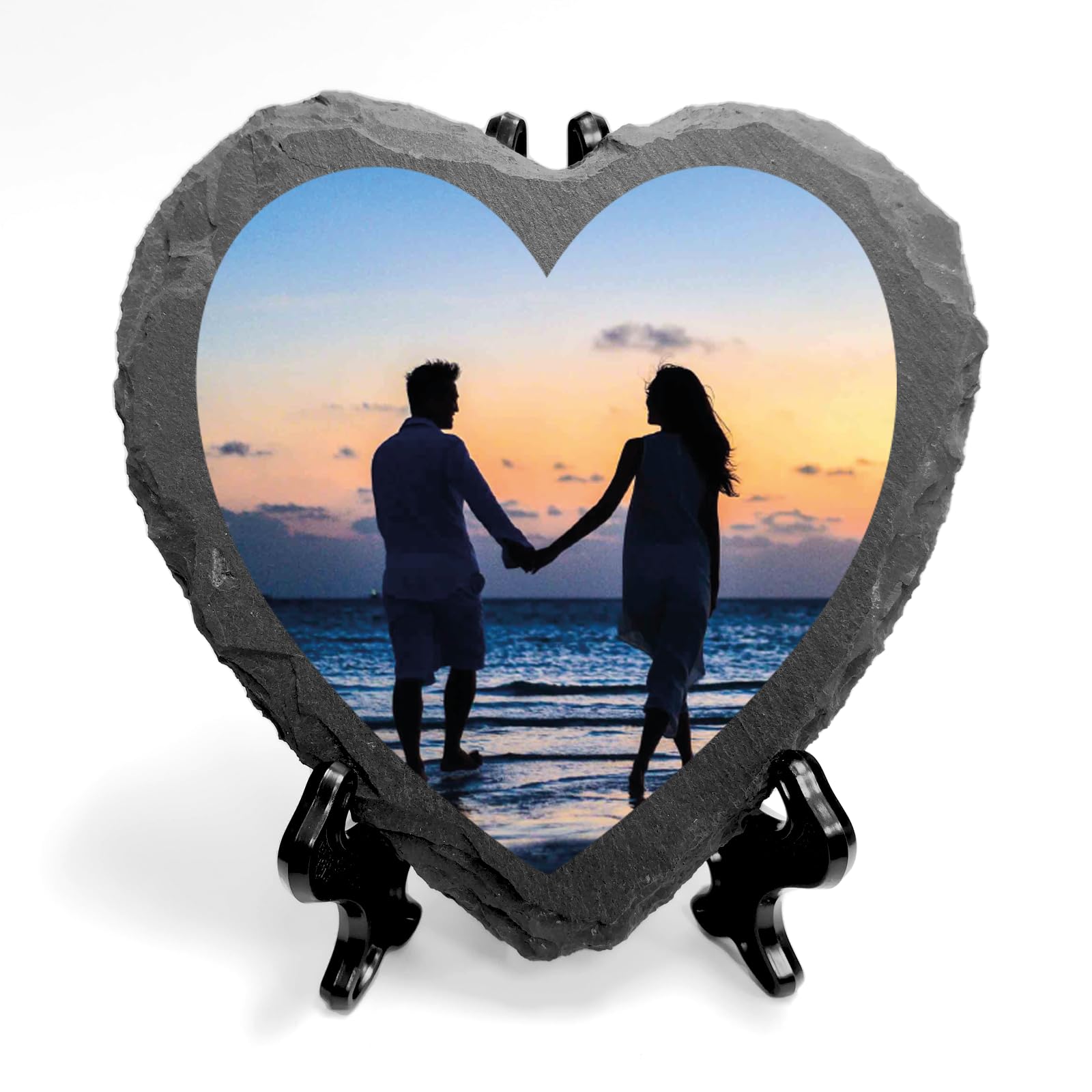 You Personalise Multicolor Personalised Uv Printed Heart Shaped Photo Gift 10Cm On A Heart Slate With Optional Stand