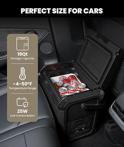 Miniatura 6 de EENOUR D18 - Refrigerador de coche de 19 cuartos  18 litros y 12 V con batería desmontable - Congelador de automóvil alimentado por energía