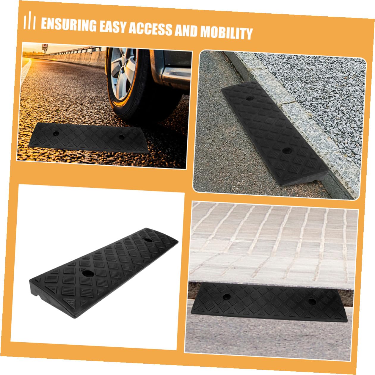 NOLITOY Rampa de Plástico Negra para Motocicleta y Silla de Ruedas, Antideslizante y Resistente Presión, Adecuado para Entrada en Jardín o Puerta, Pack de 2 Unidades