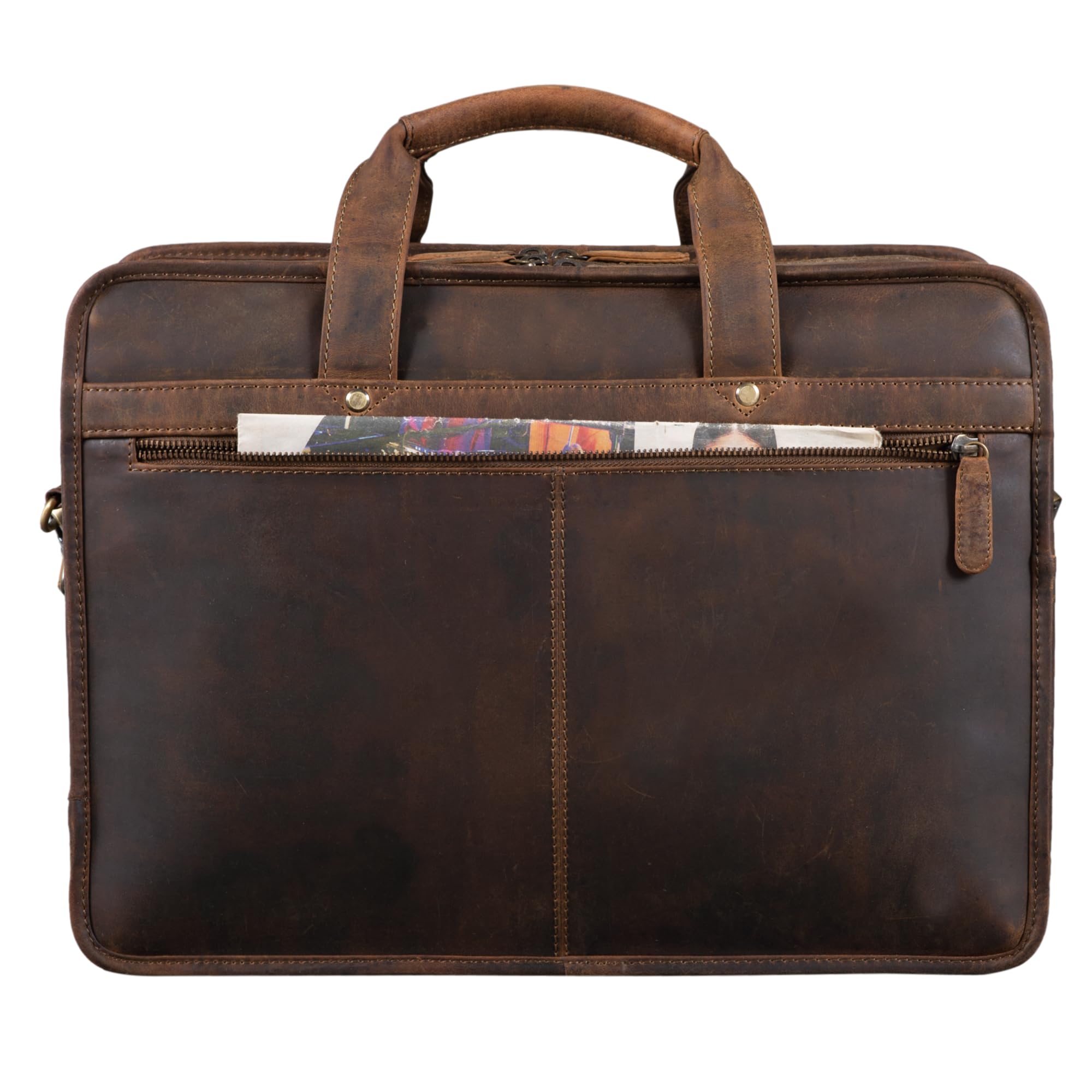 STILORD "Yves Aktentasche Herren Damen Leder Arbeitstasche Dokumententasche 15,6 Zoll Laptoptasche Businesstasche Lehrertasche echtes Rindsleder Farbe:mittel - braun