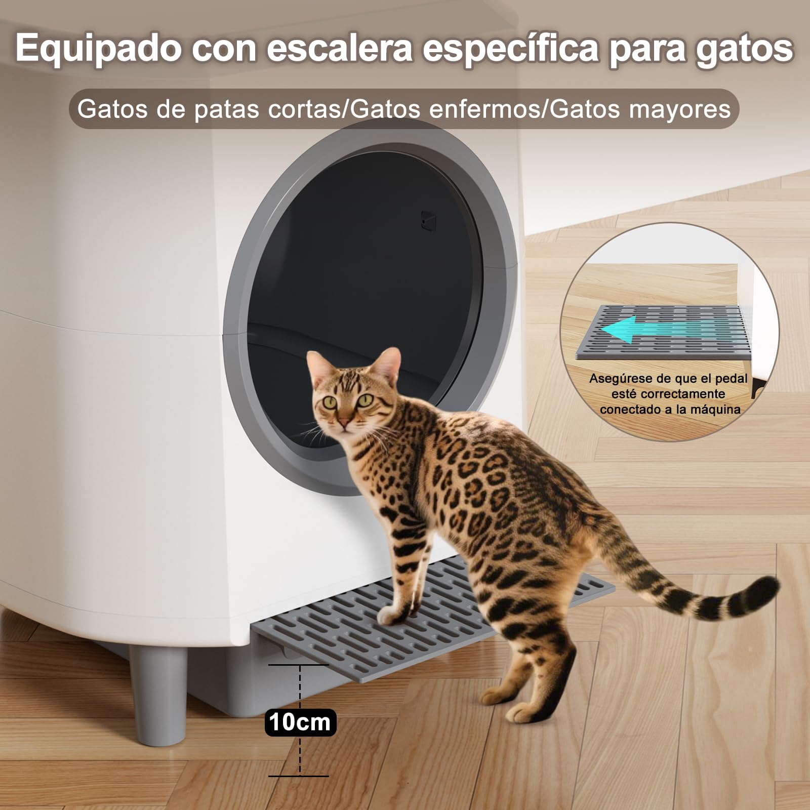 Arenero Rotatorio Autolimpiable Cerrado, Sin Olores Y Sin Palear | Caja de Arena Automática con Antiatrapamiento, Con Control Por APP, 90L Gran Capacidad, Para Dueños Ocupados Y Viajeros